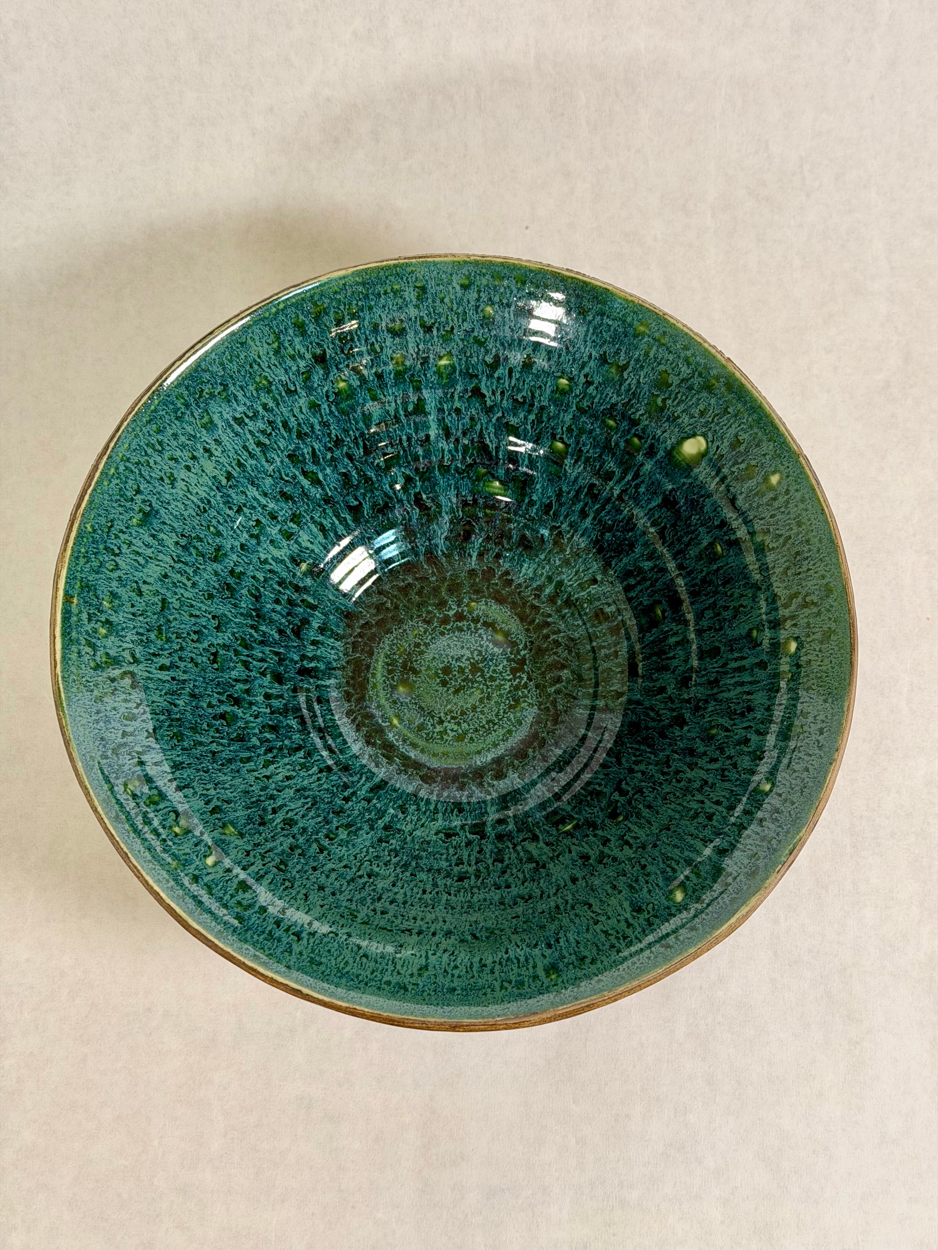 Deep Green Speckle Serving Bowl - Large